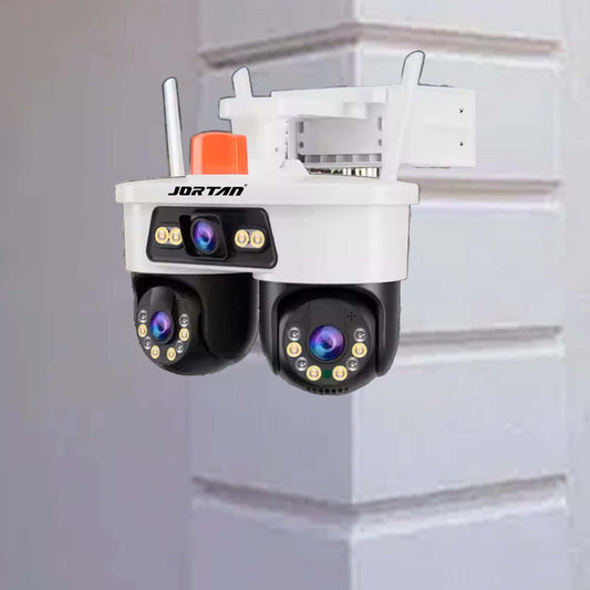 Camera de Supraveghere JORTAN, Wi-Fi, Tripla, 9MP, PTZ 355°, 3 Lentile, IP66, Audio Bidierctional + Card 32GB