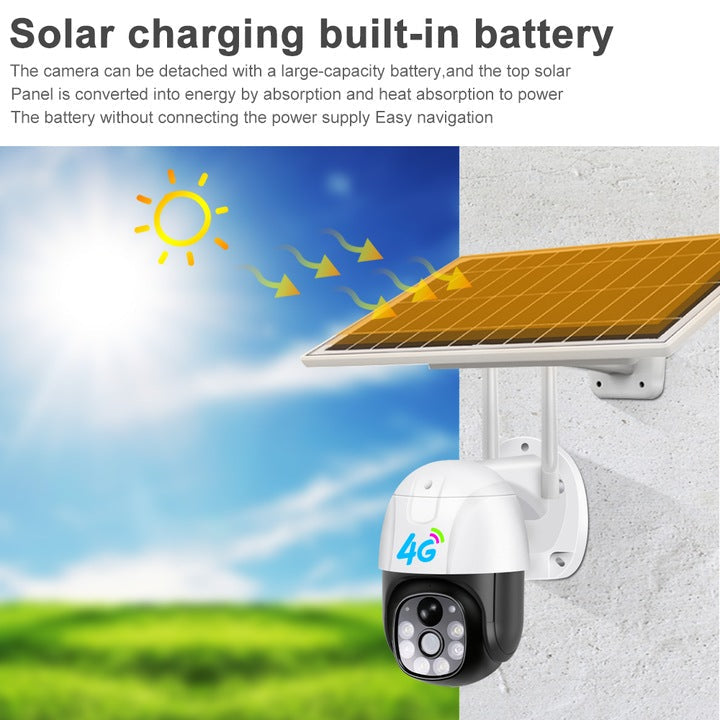 Camera de Supraveghere 4G cartela Sim cu Panou Solar, Full HD 1080p, Rotativa, Alarma, Microfon si Difuzor, Night Vision, Detectie umana, pentru Exterior