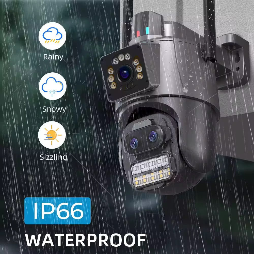 Cameră de Supraveghere Dublă Jortan Wi-Fi, IP66, Rotativă