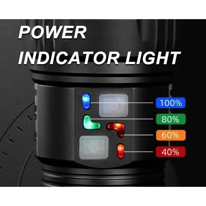 Lanternă Metalică Profesională cu rază de acțiune 3000m si acumulator de 40.000mAh CB-W518