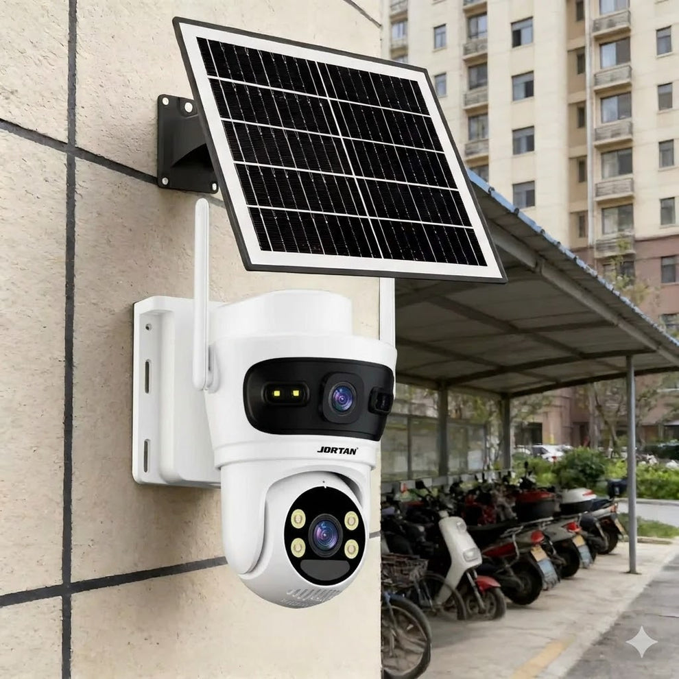 Camera de Supraveghere cu 2 Lentile 6MP, 4G, Panou Solar, 18.000mA PTZ 355°, Jortan 4GHD, IP66, HD, 1920 x 1080 Pixeli, Aplicatie Yoosee + Card 32GB CADOU - ALB