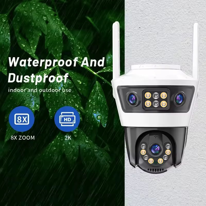 Camera de Supraveghere cu 3 Lentile, PTZ 355°, Jortan JT-6, Wi-Fi, IP66, HD, 9 MP, 1920 x 1080 pixeli ,Aplicatie Yoosee + Card 32GB CADOU