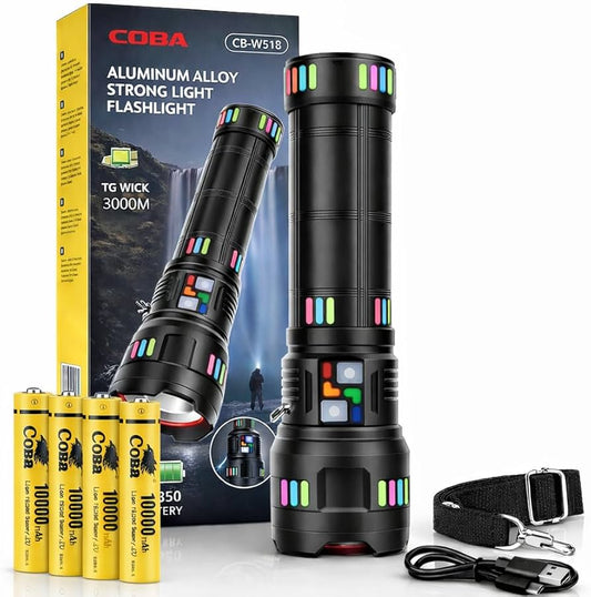 Lanternă Metalică Profesională cu rază de acțiune 3000m si acumulator de 40.000mAh CB-W518