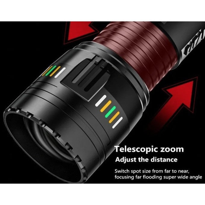 Lanternă Metalică Profesională cu rază de acțiune 3000m si acumulator de 40.000mAh CB-W518