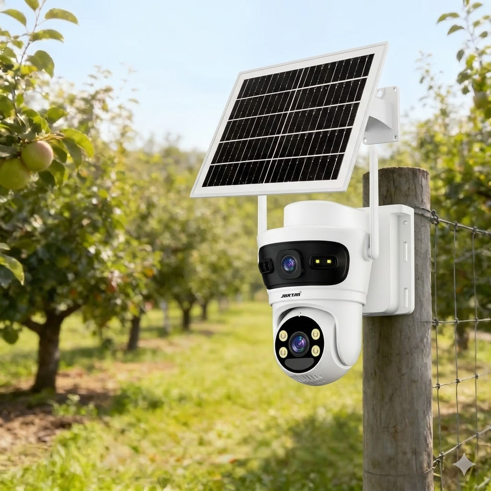 Camera de Supraveghere cu 2 Lentile 6MP, 4G, Panou Solar, 18.000mA PTZ 355°, Jortan 4GHD, IP66, HD, 1920 x 1080 Pixeli, Aplicatie Yoosee + Card 32GB CADOU - ALB